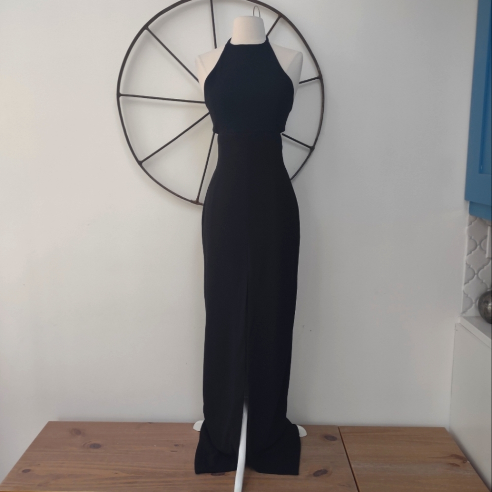 Solace London Black Halter Maxi Dress